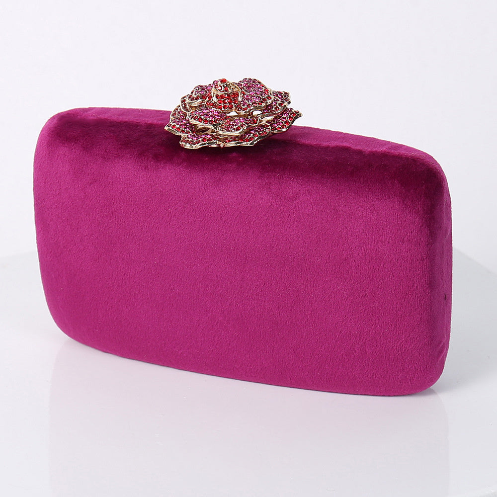 Glimmer & Grace Clutch: Diamond PU Flannel Evening Bag with Chain