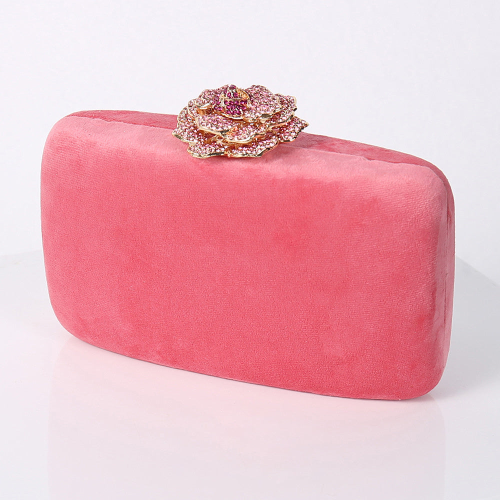 Glimmer & Grace Clutch: Diamond PU Flannel Evening Bag with Chain