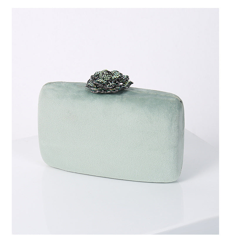 Glimmer & Grace Clutch: Diamond PU Flannel Evening Bag with Chain