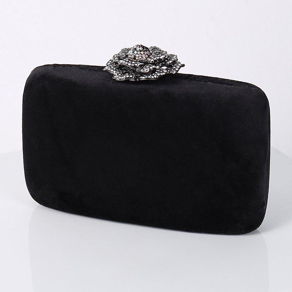 Glimmer & Grace Clutch: Diamond PU Flannel Evening Bag with Chain