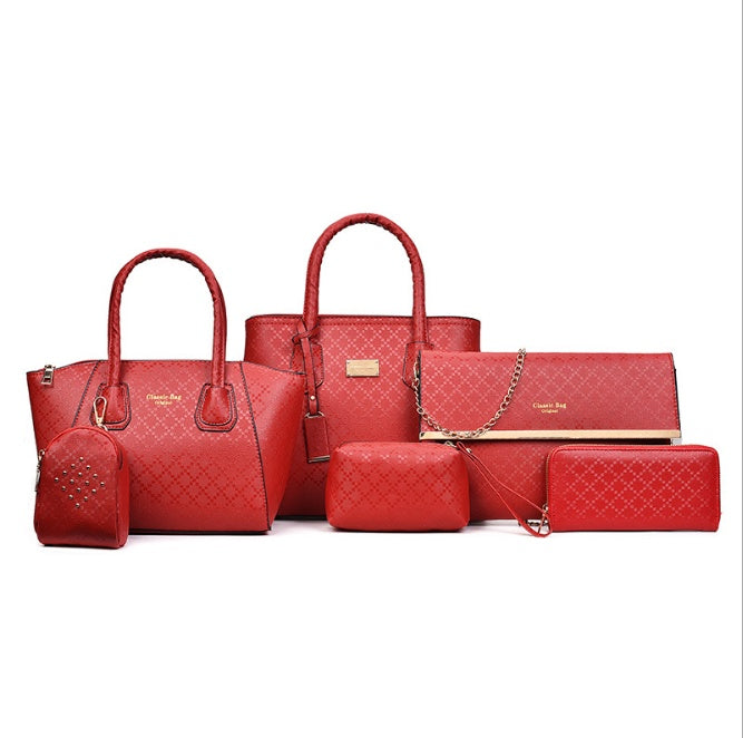 Ultimate 6-Piece Handbag Set: PU Leather Tote, Crossbody & Clutch for Women