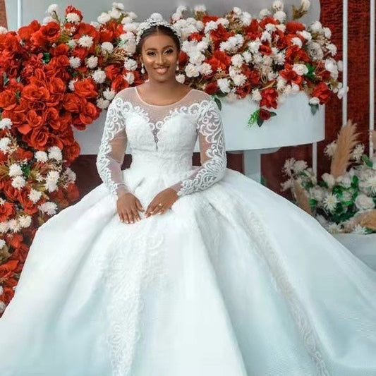 Enchanted Princess Ball Gown Wedding Dress with Elegant Long Sleeves