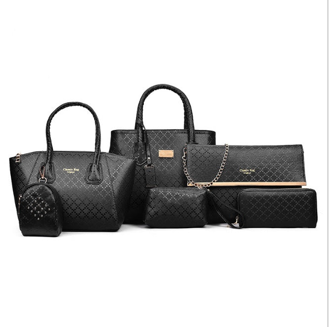 Ultimate 6-Piece Handbag Set: PU Leather Tote, Crossbody & Clutch for Women